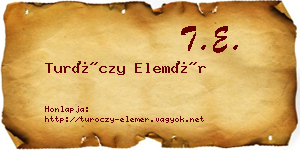 Turóczy Elemér névjegykártya