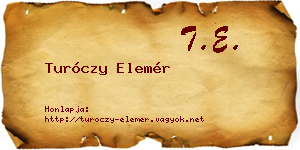 Turóczy Elemér névjegykártya